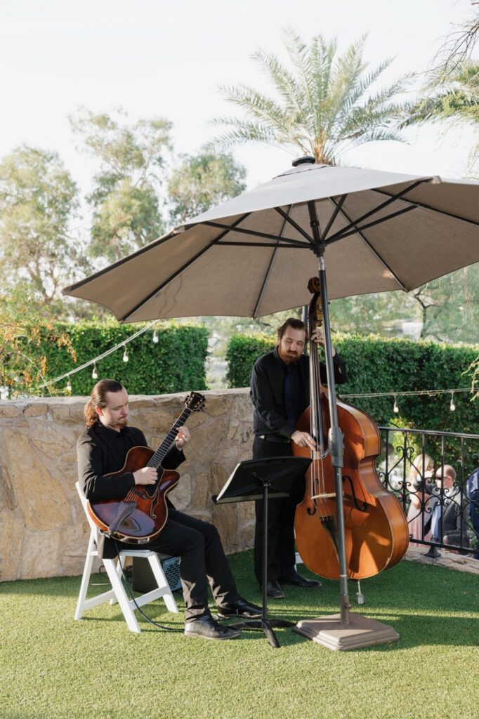 Live musicians performing during a wedding at Wrigley Mansion in Phoenix Arizona